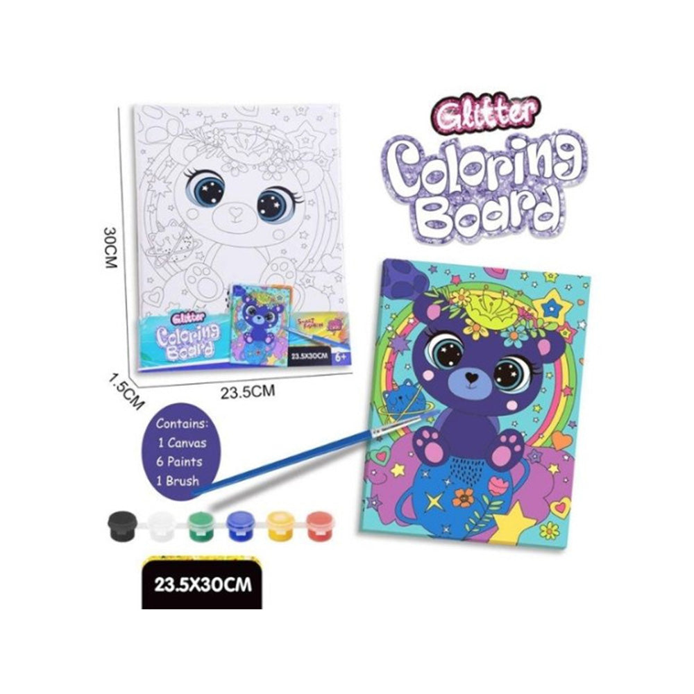 Ζωγραφική Σε Καμβά Αρκουδάκι Με Χρώματα & Πνιέλο 30x23εκ